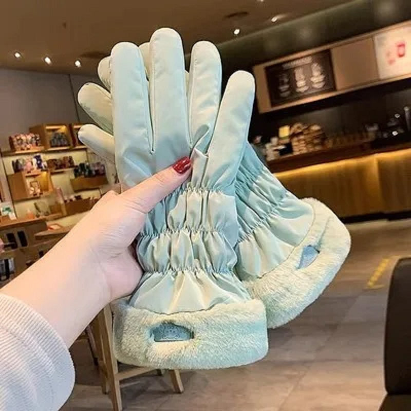 Guantes de Invierno Acolchados Lindos para Mujeres - Algodón y Forro Polar