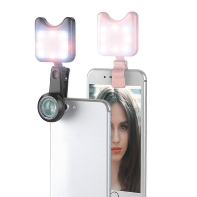 ALLOET 3 in 1 Phone Camera Lens 0.36X Wide Angle 15X Macro Lenses Kit Beauty Selfie Flash Fill Light Clip For iPhone iPad Xiaomi - Korvel