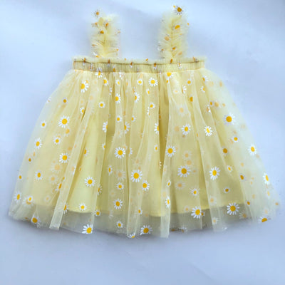 Robe à bretelles en mesh brodé pour filles