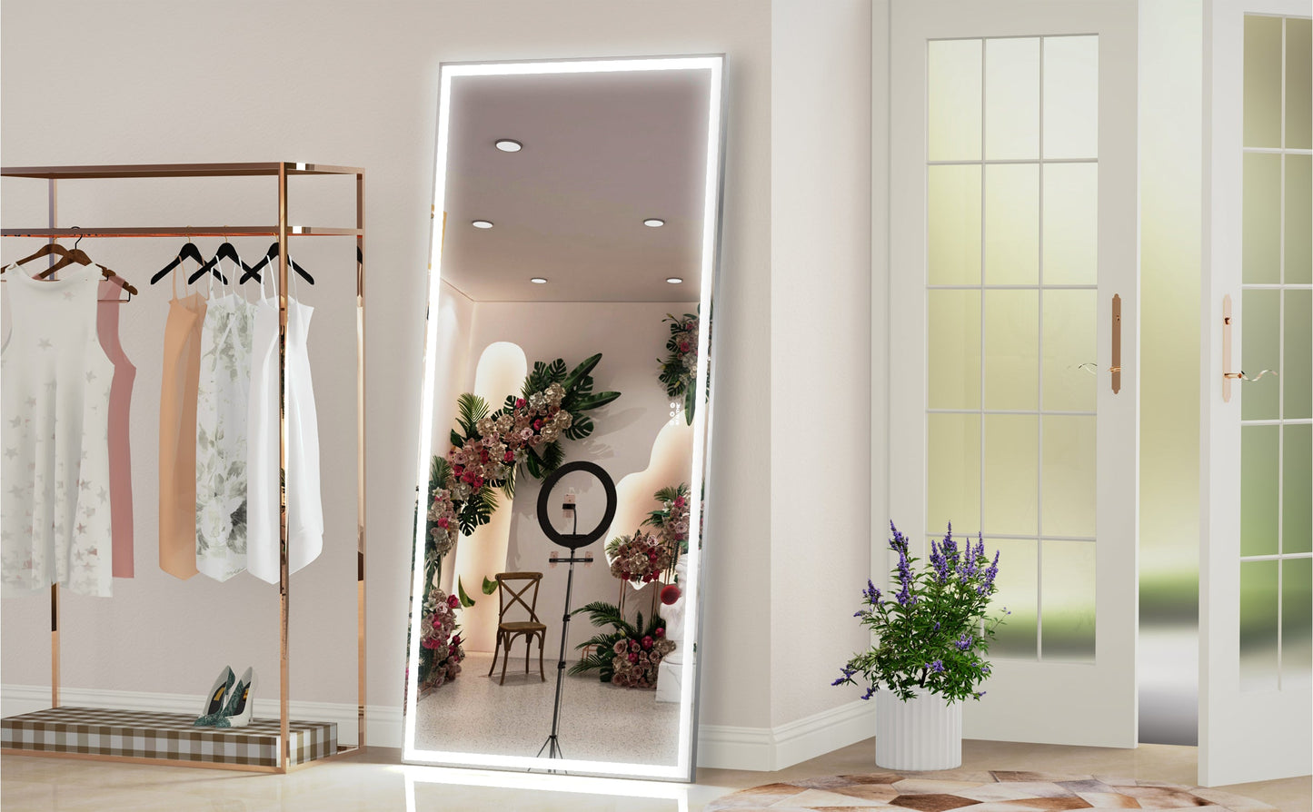 72x32 Inch LED Bathroom Mirror with 3 Color Modes