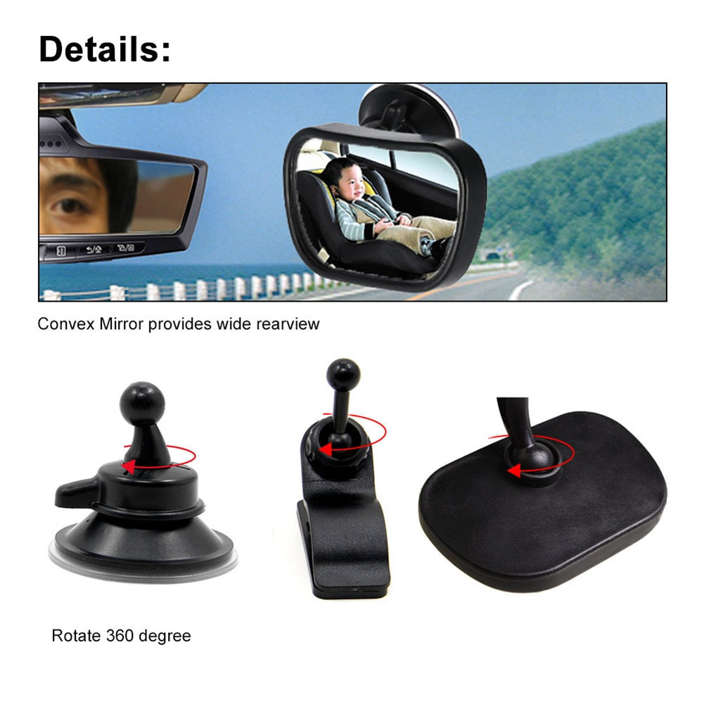 2 in 1 Mini Safety Car Back Seat Baby View Mirror Adjustable Baby Rear Convex Mirror Car Baby Kids Monitor - Korvel