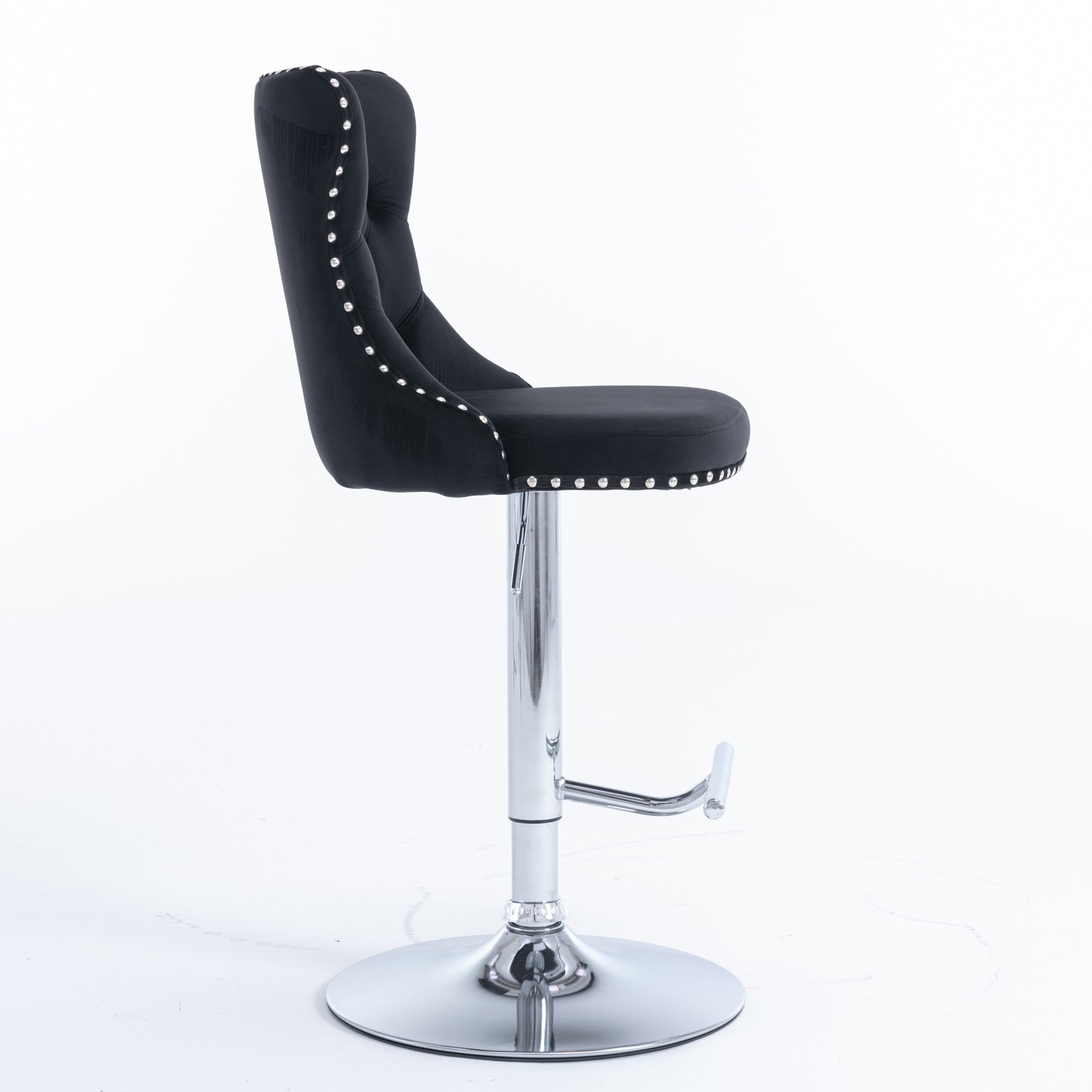 25-33 Inch, Modern Upholstered Chrome base Bar Stools with Back Comfortable Tufted for Home Pub and Kitchen Island（Black,Set of - Korvel