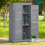 Wooden Garden Shed 3-tier Patio Storage Cabinet Outdoor Organizer Wooden Lockers with Fir Wood (Gray Wood Color -Shutter Design) - Korvel