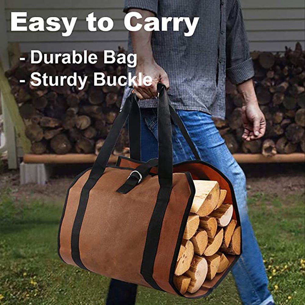 Outdoor Firewood Storage Bag Firewood Transport Bag Canvas Tote Bag Wood Carrier - Korvel