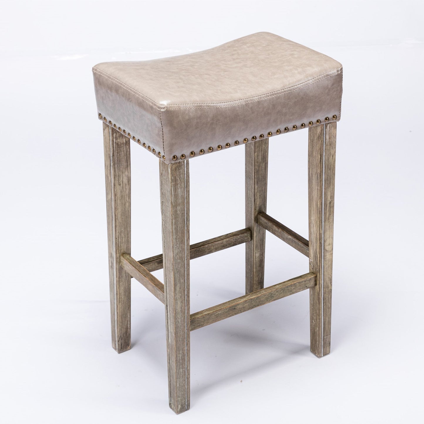 Counter Height 29" Bar Stools for Kitchen Counter Backless Faux Leather Stools Farmhouse Island Chairs (29 Inch Gray Set of 2) - Korvel