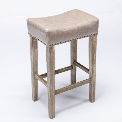 Counter Height 29" Bar Stools for Kitchen Counter Backless Faux Leather Stools Farmhouse Island Chairs (29 Inch Gray Set of 2) - Korvel