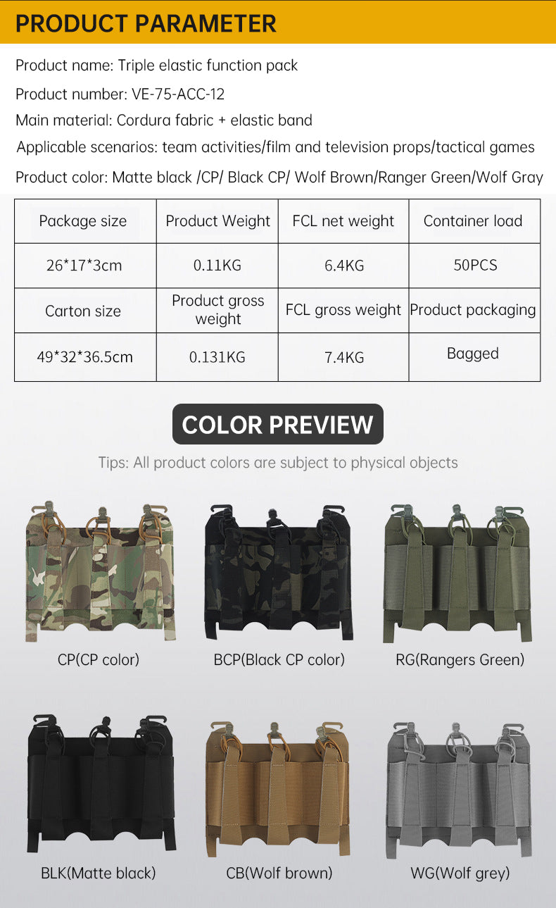 Outdoor 5.56 Triple Magazine Pouches Tactical Pouch Molle Mag Pouch for Hunting Vest - Korvel