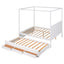 Elegant Queen Size Canopy Platform Bed with Trundle & Storage