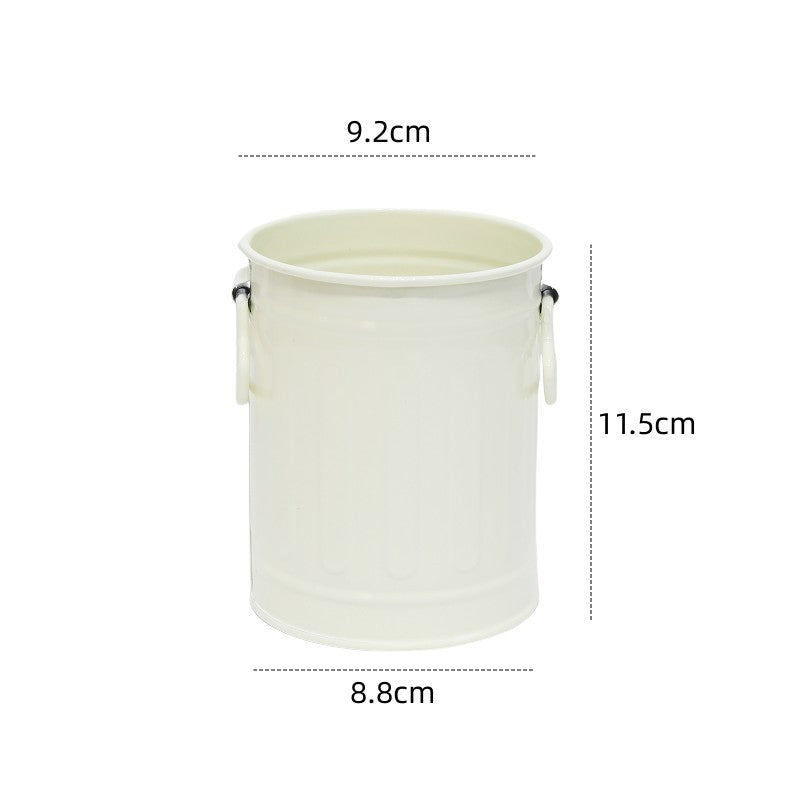 Cylindrical wrought iron pen holder DIY creative desktop storage bucket multifunctional stationery pen holder - Korvel