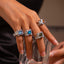 Conjunto de Anillos Plisados de Piedra Preciosa Personalizados Retro