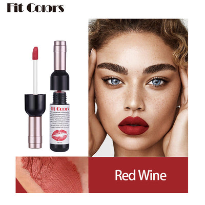 Fit Colors Red Wine Bottle Non-Stick Cup Matte Lip Gloss Matte Velvet Is Not Easy To Fade Lip Gloss Liquid Lipstick - Korvel