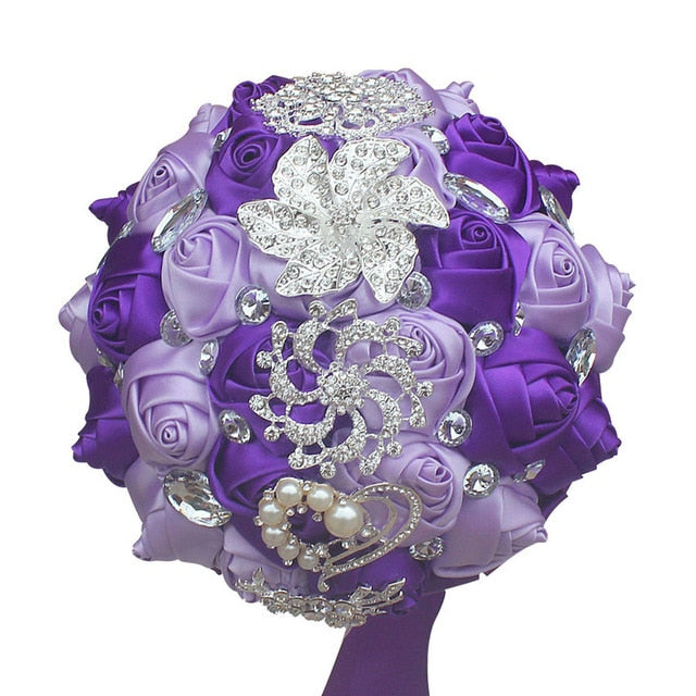Artificial Wedding Bouquets Hand Made Flower Rhinestone Bridesmaid Crystal Bridal Wedding Bouquet - Korvel