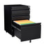 Locked three drawer storage mobile metal filing cabinet with pre installed wheels under the desk filing cabinet - Korvel