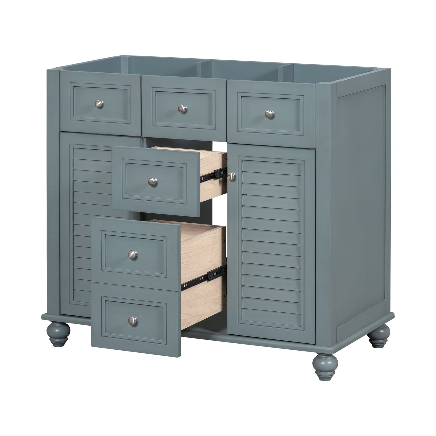 36 "No sink, with 2 drawers and soft closing door, independent makeup rack, bathroom cabinet, blue (excluding sink) - Korvel