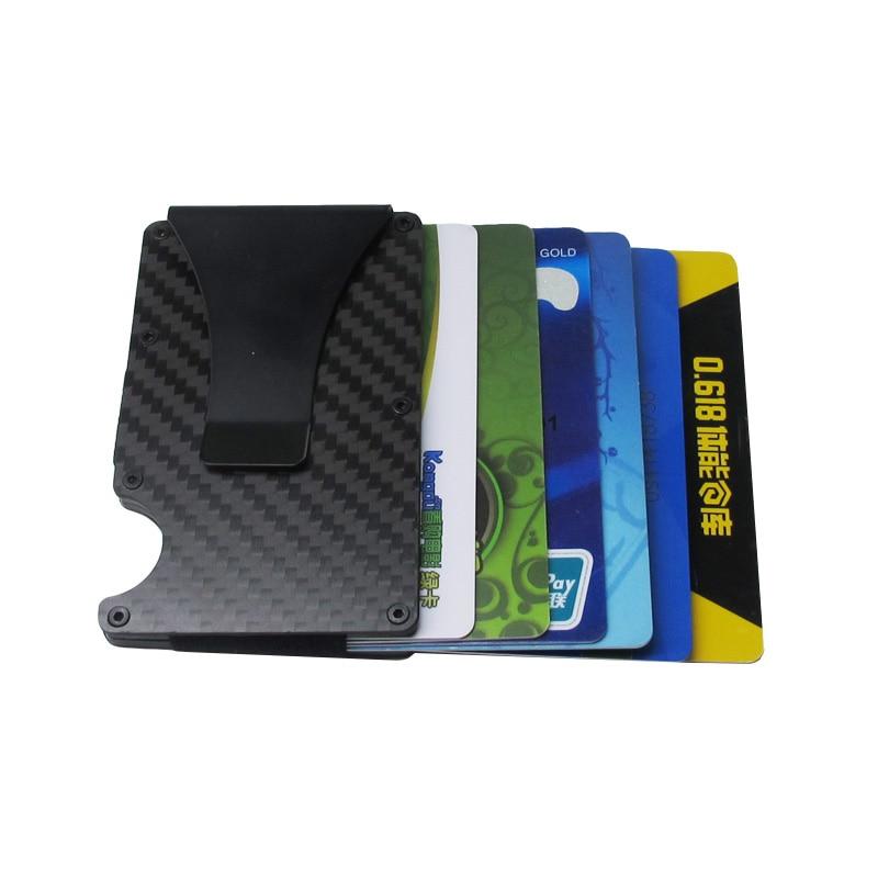 Carbon Fiber Wallet Metal Mini Slim Wallet Men's Credit Card ID Holder With RFID Anti-chief Card Wallet Porte Carte - Korvel