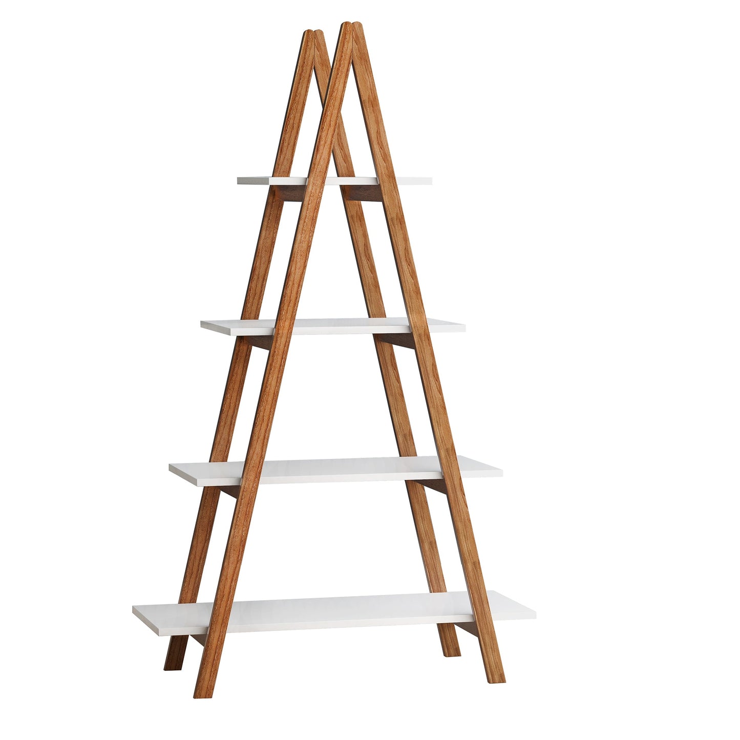 Solid bamboo wood oxford “A”frame ladder display bookshelf - Korvel
