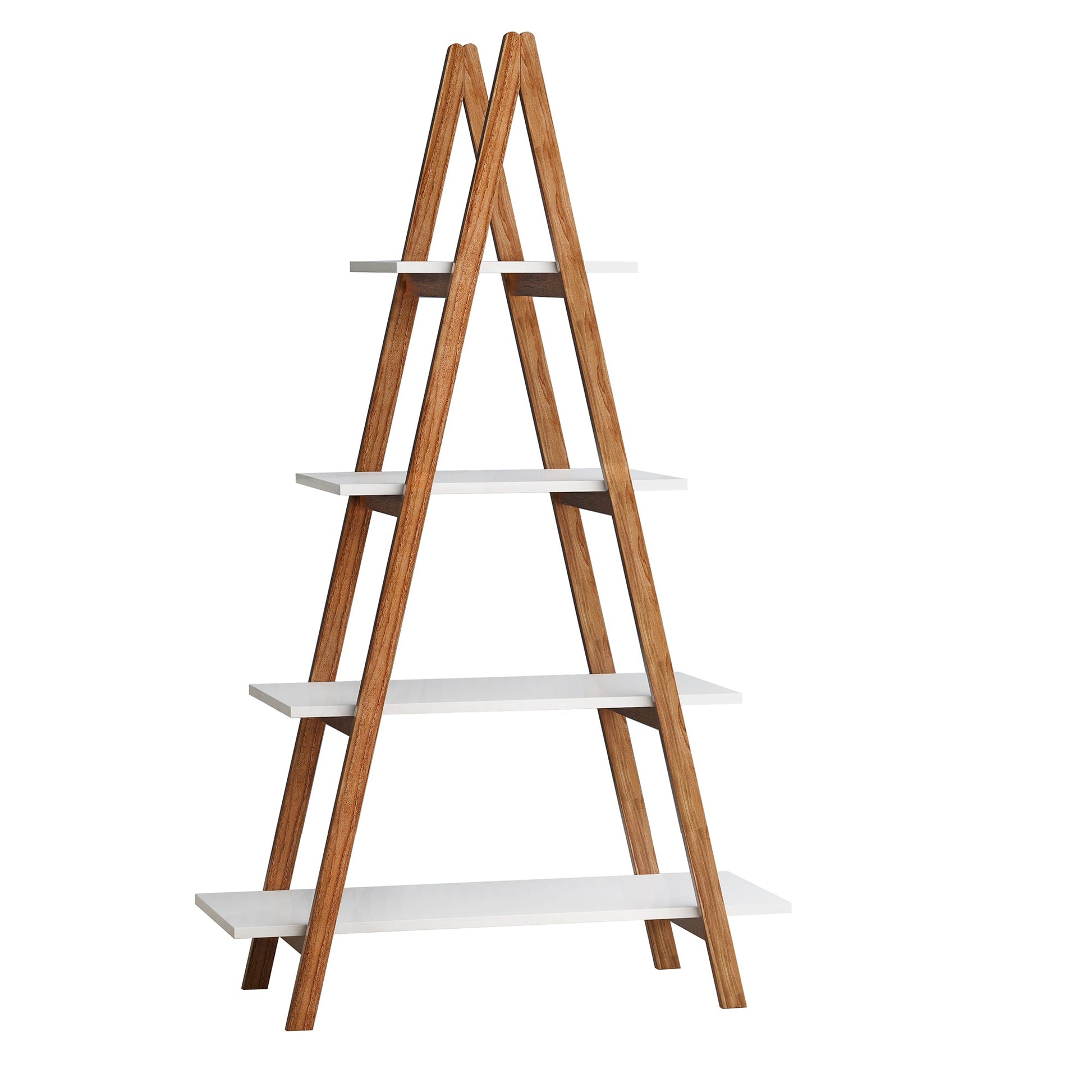 Solid bamboo wood oxford “A”frame ladder display bookshelf - Korvel