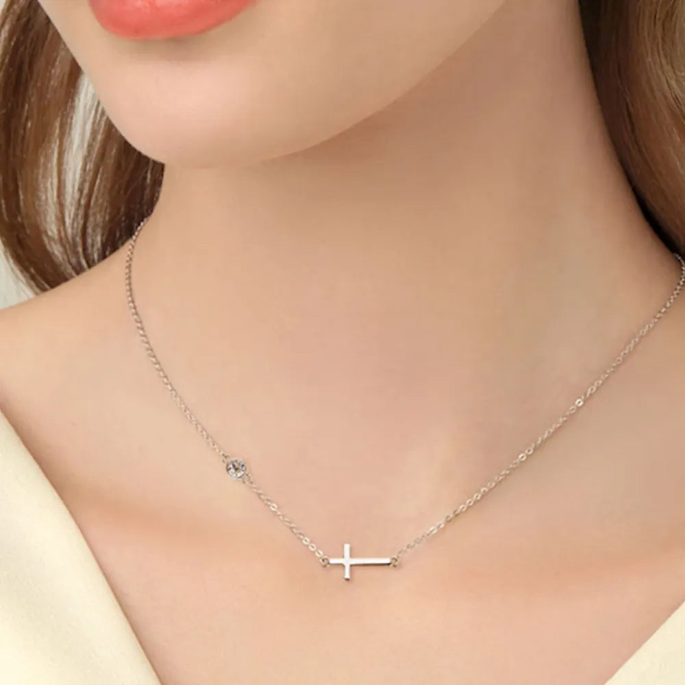 Cross 925 Sterling Silver Moissanite Necklace - Korvel