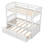 Twin over Twin Wood Bunk Bed with Trundle and Drawers White - Korvel