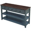 Retro Design Console Table with Two Open Shelves, Pine Solid Wood Frame and Legs for Living Room (Navy) - Korvel