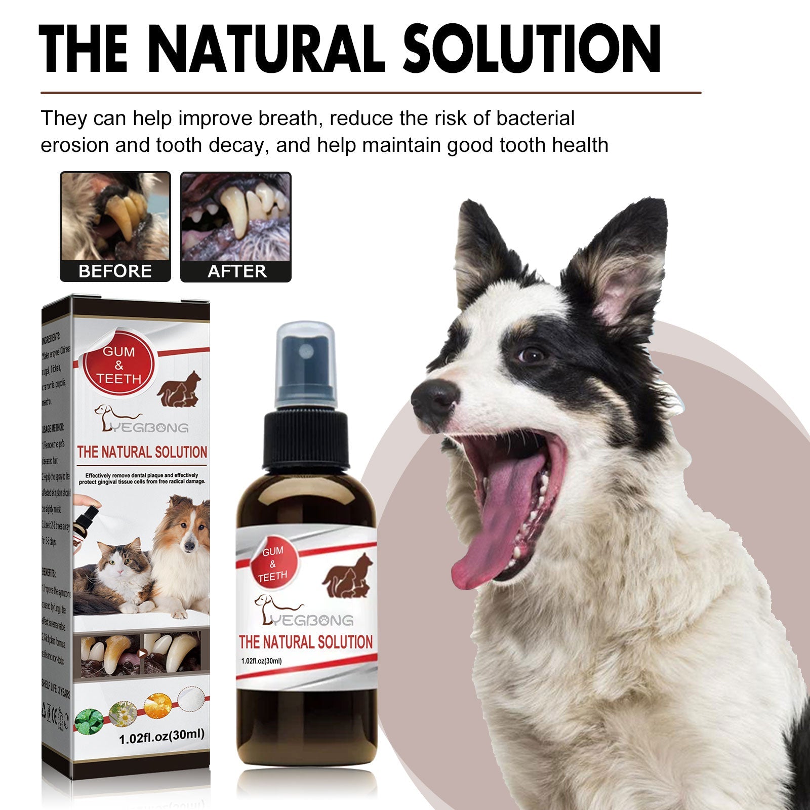 Pet Tooth Cleaning Spray, Cats And Dogs Removal Tartar Stains Bad Breath Oral Cleaning Spray - Korvel