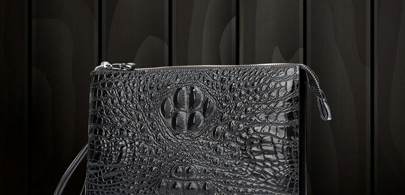 Sac sous le bras en cuir véritable crocodile pour homme A4