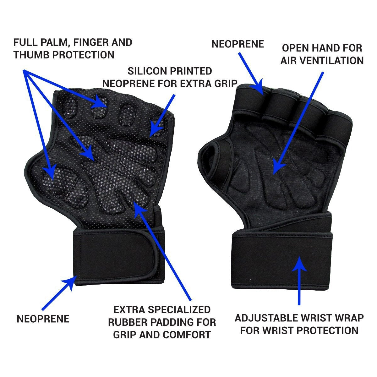 Weightlifting mountaineering cycling fighting winding wristbands anti slip silicone fitness gloves - Korvel