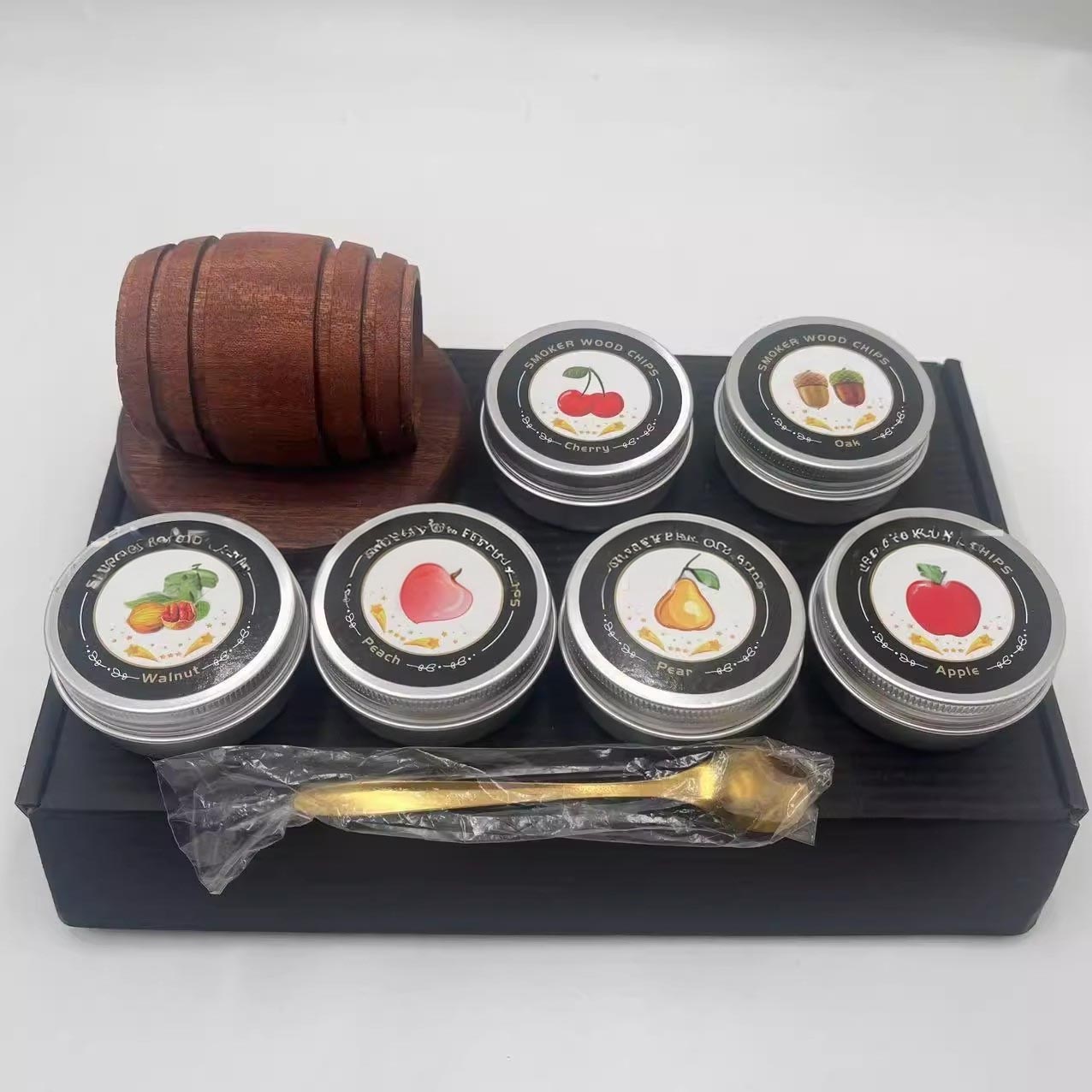 New Barrel Cocktail Smoking Kit with Wood Chips 4 Flavors Old Fashioned Drink Smoker Infuser for Bar Drinks Kitchen - Korvel