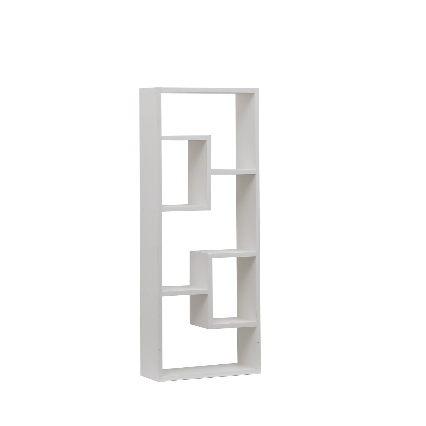 Bookshelf, Freestanding Wood Open Bookcase with 5 Cubes, with 2 keyhole hangers, Home Office Décor Rectangular Storage - Korvel