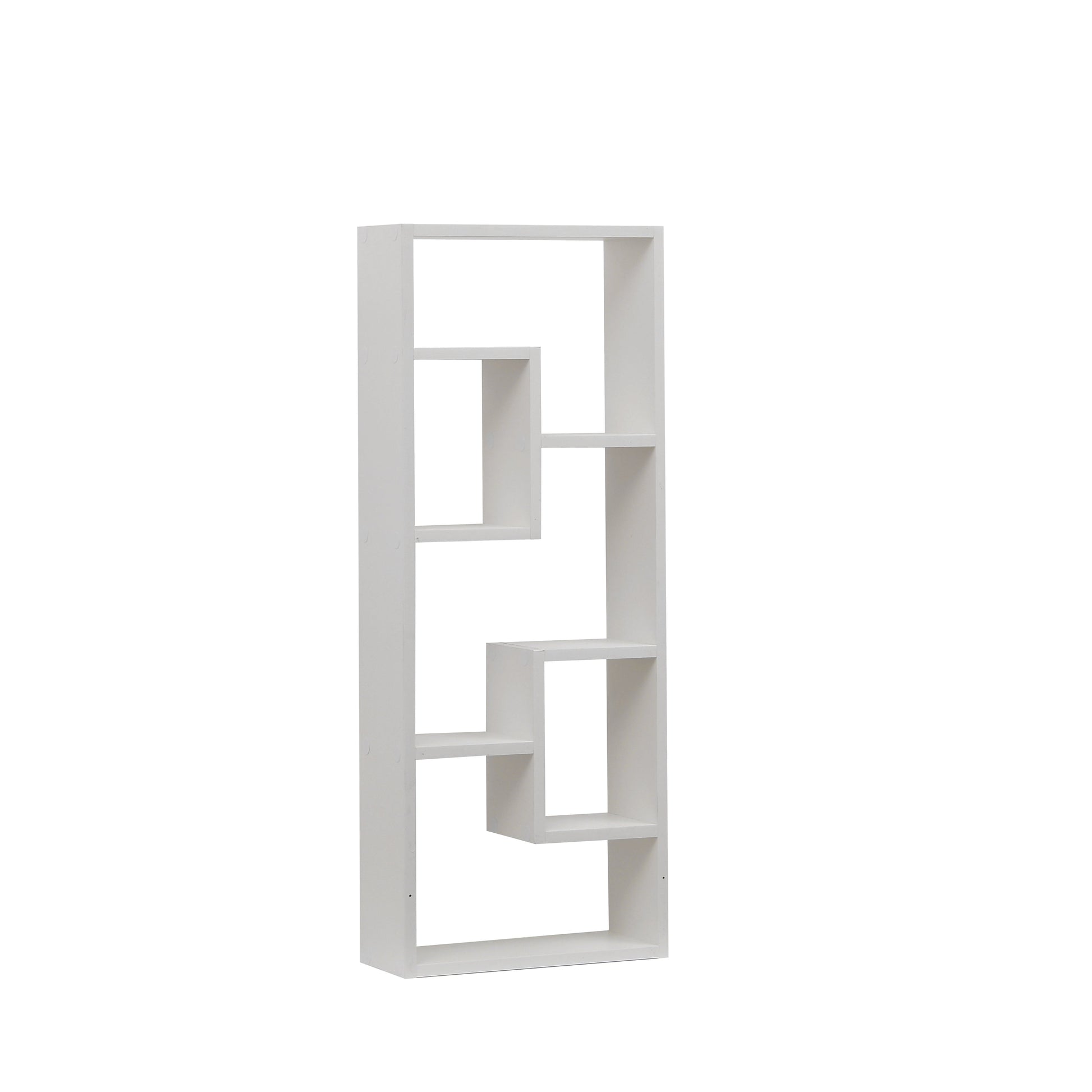 Bookshelf, Freestanding Wood Open Bookcase with 5 Cubes, with 2 keyhole hangers, Home Office Décor Rectangular Storage - Korvel