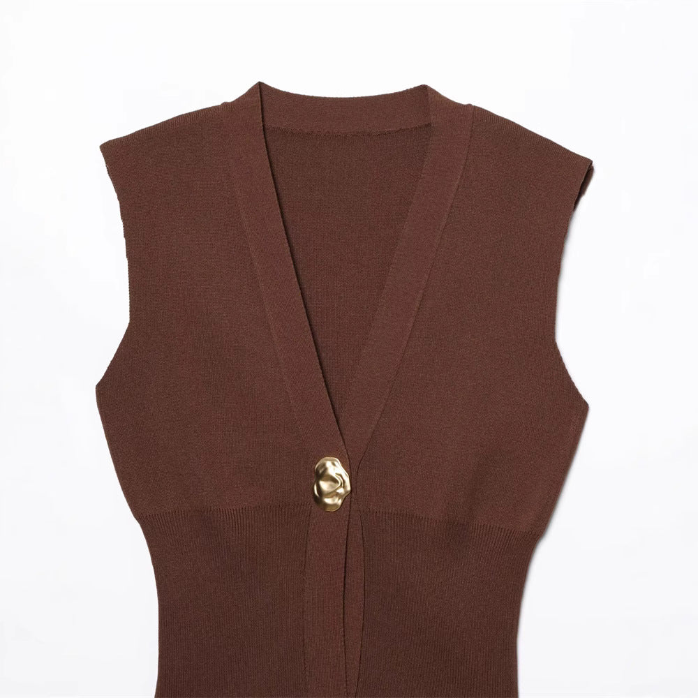 Elegant Casual Commuting Vest V-neck Tank Top for Women withDesign Sense - Korvel
