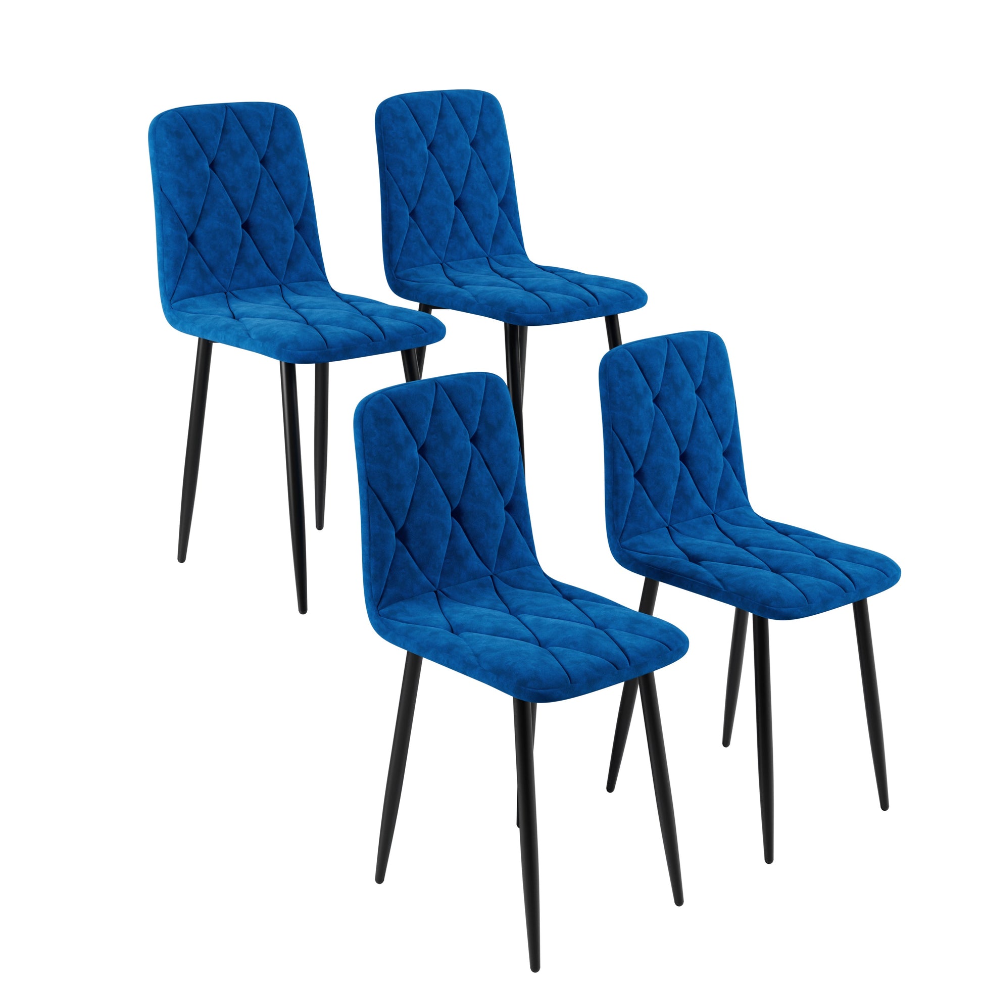 Dining Chairs Set of 4, Modern Kitchen Dining Room Chairs, Velvet Dining Chair Upholstered Cushion Seat and Sturdy Metal Legs - Korvel