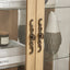 Dual door Curio cabinet with tempered glass doors, mirrored back panel and adjustable shelves, home lighting display cabinet Oak - Korvel