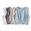 Short crop top with exposed navel and sleeveless loose fitting vest women's high waisted sports fitness yoga base shirt - Korvel