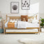 Elegant Golden Metal Daybed with Trundle - Twin Size