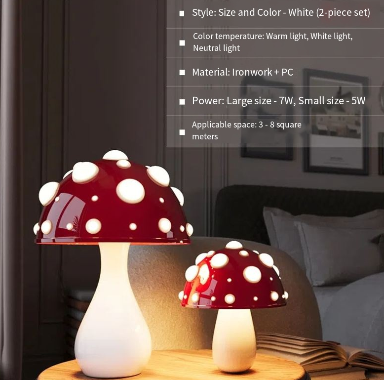 Mushroom Decorative Desk Lamp Bedroom Headboard Dimming Atmosphere Student Dormitory Desktop Night Light - Korvel