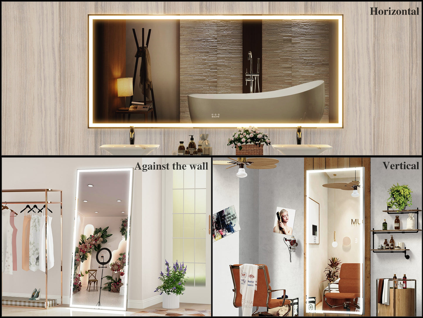 72x32 Inch LED Bathroom Mirror with 3 Color Modes