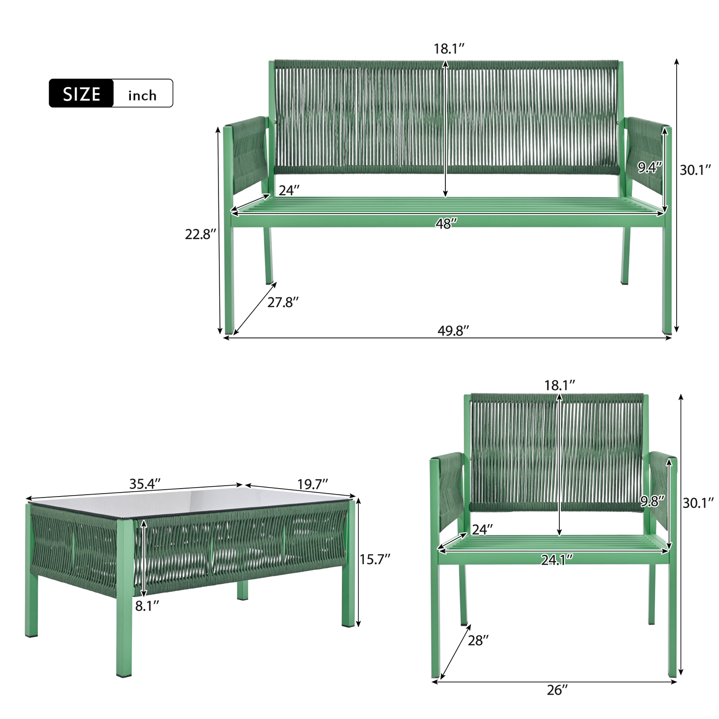 Ensemble de meubles d'extérieur premium avec table en verre trempé