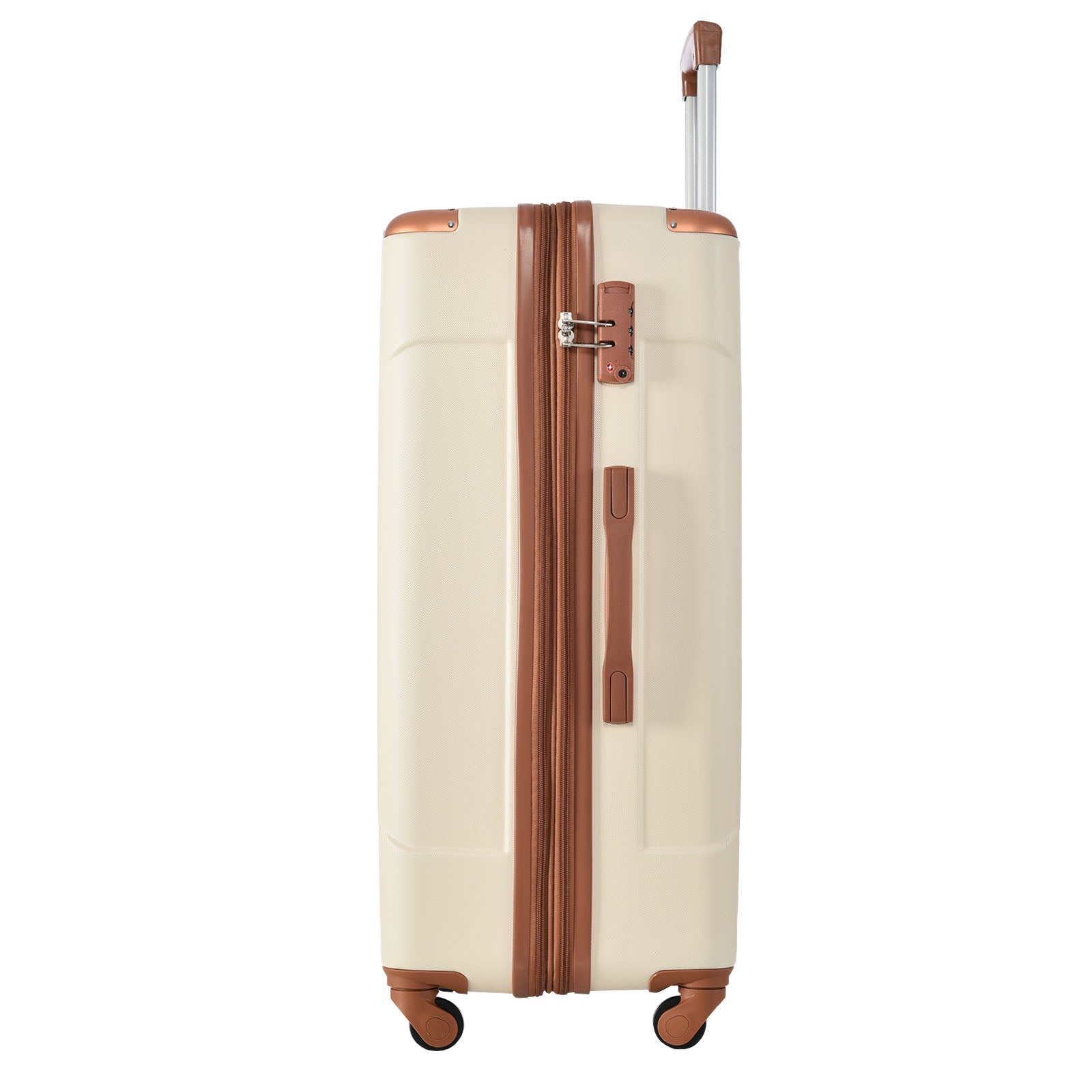 Hardshell Luggage Sets 3 Pcs Spinner Suitcase with TSA Lock Lightweight 20''24''28'' Brown white + ABS - Korvel