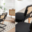 Dining Chairs Set of 2 velvet wicker side decorative chairs, black painted legs, modern medieval Bruell designed chairs, - Korvel