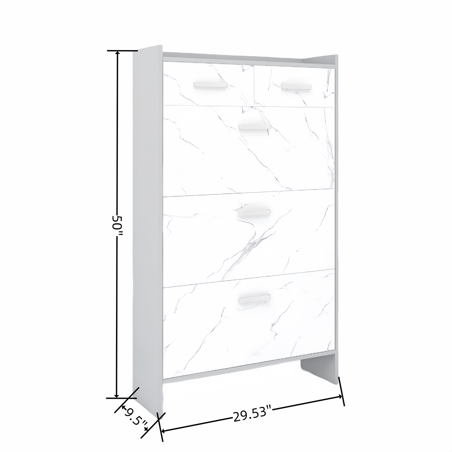 High Glossy Marble Color Shoe Rack with 3 Doors and 2 Drawers