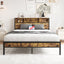 Queen Bed Frame with Storage Headboard and Charging Station - Black