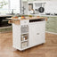 44 Inch Kitchen Island Cart with Solid Wood Top, Wine Storage, Spice Rack, Towel Rack, Wine Glass Holder White & Oak - Korvel