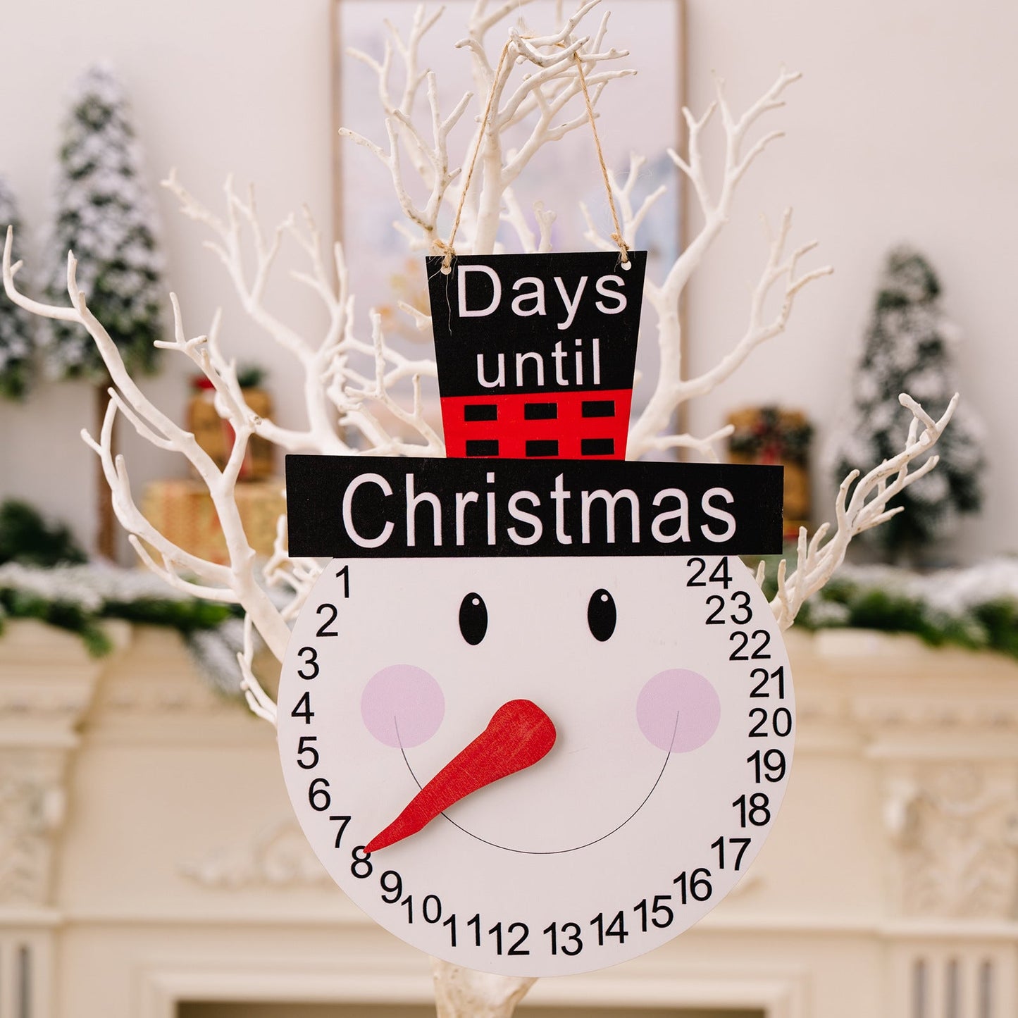 Calendrier de l'Avent en Bois avec Design de Bonhomme de Neige