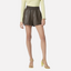 Loose A-line wide leg elastic short leather pants - Korvel