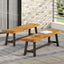 Outdoor Carlisle Benches, Sandblasted Brown + Rustic Metal (Set of 2) - Korvel