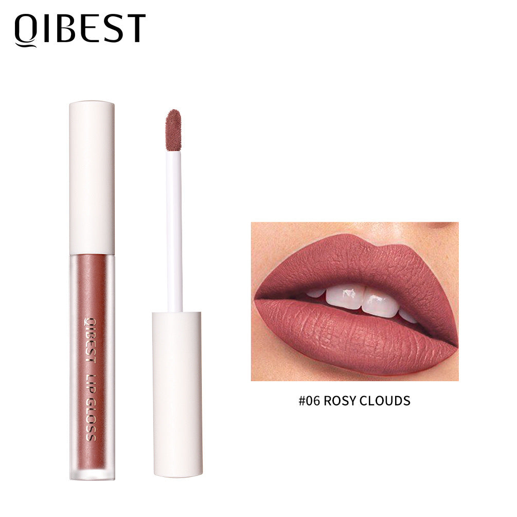 QIBEST Gloss Labial Mate de Terciopelo - Hidratante y No Pegajoso