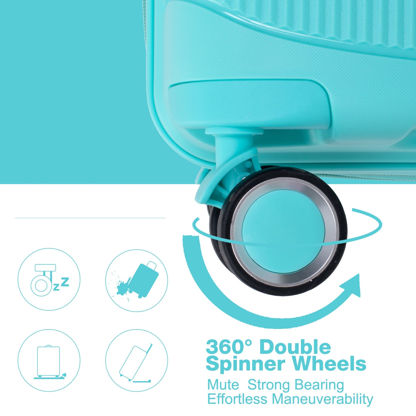 Expandable Hardshell Suitcase Double Spinner Wheels PP Luggage Sets Lightweight Durable 3-Piece Set (20/24/28) , Lake Blue - Korvel