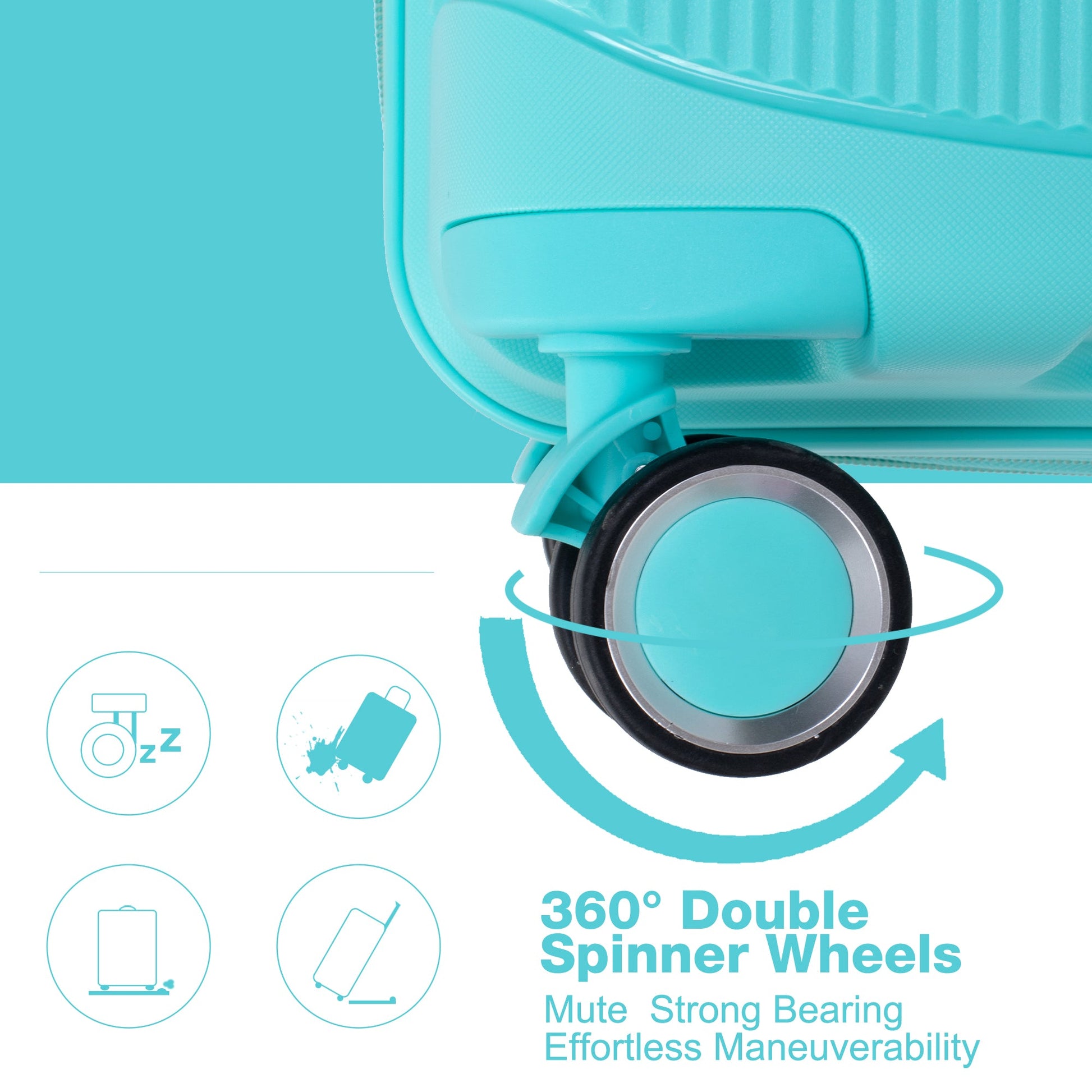 Expandable Hardshell Suitcase Double Spinner Wheels PP Luggage Sets Lightweight Durable 3-Piece Set (20/24/28) , Lake Blue - Korvel