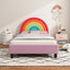 Rainbow Design Upholstered Twin Platform Bed Cute Style Princess Bed for Boys & Girls, Teens, Colorful & Pink - Korvel